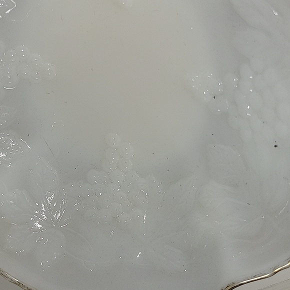 Vintage Milk Glass Relish Plate and Bowl with Gold accent Trim - Picture 14 of 14